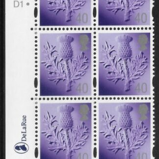 S 112  Scotland  40p  thistle  cyld. D1 dot x 3  phos D1 dot  DeLaRue  U/M (MNH)
