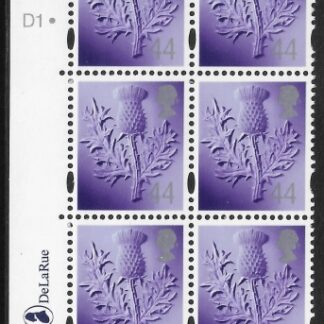 S 114  Scotland  44p  thistle  cyld. D1 dot x 3  phos D1 dot  DeLaRue  U/M (MNH)