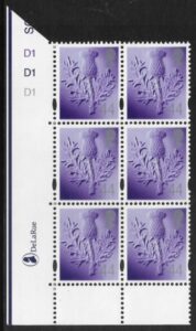 S 114  Scotland  44p  thistle  cyld. D1 no dot x 3  phos D1 no dot  DeLaRue  U/M (MNH)