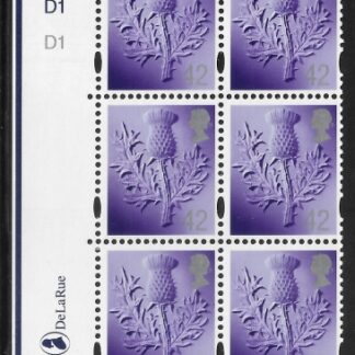 S 113  Scotland  42p  thistle  cyld. D1 no dot x 3  phos D1 no dot  DeLaRue  U/M (MNH)