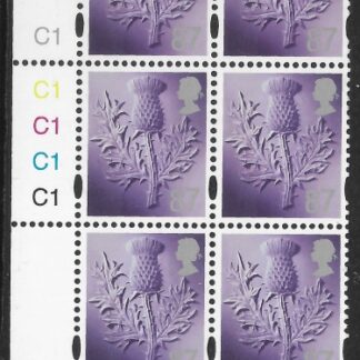 S 133  Scotland  87p  thistle  cyld. C1x5   phos C1  grid R1C2  Cartor U/M (MNH)