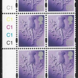 S 132  Scotland  68p  thistle  cyld. C1x5   phos C1  grid R1C1  Cartor U/M (MNH)
