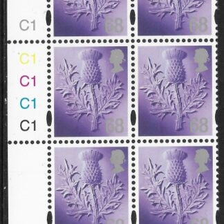S 132  Scotland  68p  thistle  cyld. C1x5   phos C1  grid R2C2 Cartor U/M (MNH)