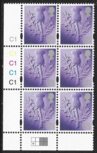 S 132  Scotland  68p  thistle  cyld. C1x5   phos C1  grid R2C1 Cartor U/M (MNH)