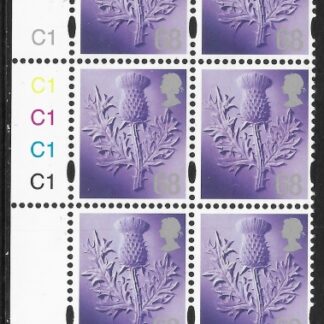 S 132  Scotland  68p  thistle  cyld. C1x5   phos C1  grid R2C1 Cartor U/M (MNH)