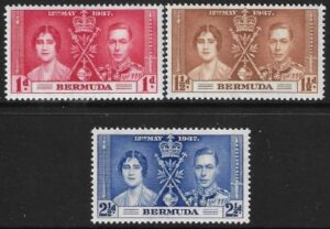 1937 Bermuda  SG.107-9 Coronation set 3 values U/M (MNH)
