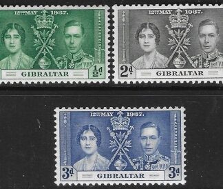 1937  Gibraltar  SG.118-20  Coronation set 3 values U/M (MNH)