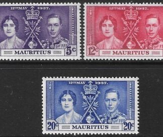 1937 Mauritius  SG.249-51  Coronation set 3 values U/M (MNH)