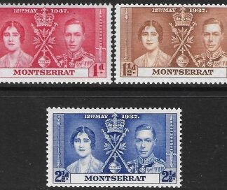 1937 Montserrat  SG.98-100  Coronation set 3 values U/M (MNH)