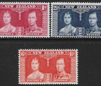 1937 New Zealand  SG.599-601 Coronation  set 3 values U/M (MNH)