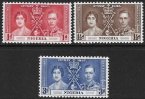 1937 Nigeria SG.46-8 Coronation set 3 values U/M (MNH)