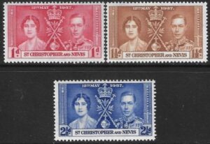 1937 St. Kitts-Nevis SG.65-7 Coronation set 3 values U/M (MNH)