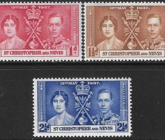 1937  St. Kitts-Nevis  SG.65-7  Coronation set 3 values U/M (MNH)