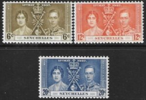1937 Seychelles SG.132-4 Coronation set 3 values U/M (MNH)