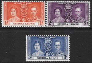 1937 Sierra Leone SG.185-7 Coronation set 3 values U/M (MNH)