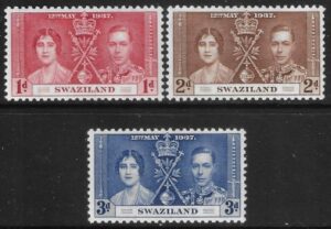1937 Swaziland SG.25-7 Coronation set 3 values U/M (MNH)