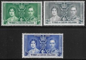 1937 Turks & Caicos SG.191-3 Coronation set 3 values U/M (MNH)
