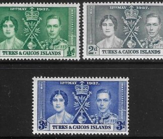 1937  Turks & Caicos   SG.191-3   Coronation  set 3 values U/M (MNH)