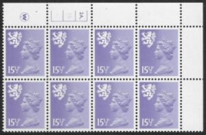 S 41 Scotland  15½p  phos. pale violet.  cyld 2A1B dot   Waddington  U/M (MNH)