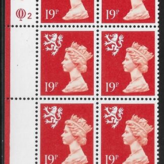 S 62   Scotland  19p bright orange red phos  cyld Q2Q2   Questa  U/M (MNH)