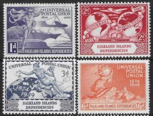 1949 Falkland  Is. Dependencies. SG. D31-3  Universal Postal Union set 4 values U/M (MNH)