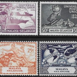 1949 Malaya-Selangor  SG.111-4  Universal Postal Union set 4 values U/M (MNH)