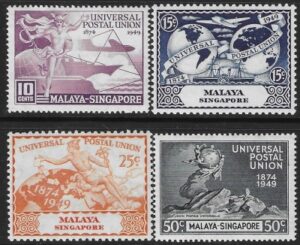 1949 Singapore SG.33-6 Universal Postal Union set 4 values U/M (MNH)