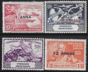 1949 Somaliland SG.121-4 Universal Postal Union set 4 values U/M (MNH)