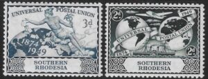 1949 Southern Rhodesia SG.68-9 Universal Postal Union set 2 values U/M (MNH)