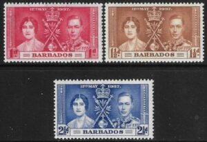1937 Barbados SG.245-7 Coronation set 3 values U/M (MNH)