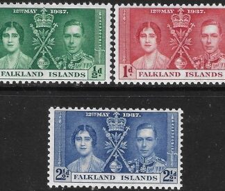 1937   Falkland Is.   SG.143-5  Coronation set 3 values U/M (MNH)