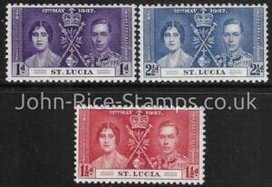 1937  St. Lucia   SG.125-7  Coronation set 3 values U/M (MNH)