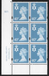 NI84  40p 2B deep Azure   cyld. W1 phos W2   Walsall U/M (MNH)