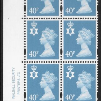 NI84  40p 2B deep Azure   cyld. W1 phos W2   Walsall U/M (MNH)