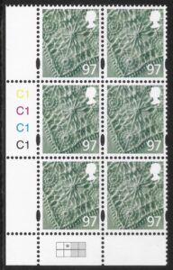 NI105  97p linen 2B    cyld. C1C1C1C1 phos C1  grid R1C2 Cartor U/M (MNH)