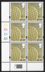 NI113  £1.28p vase 2B    cyld. C1C1C1C1 phos C1 grid R1C1  Cartor U/M (MNH)