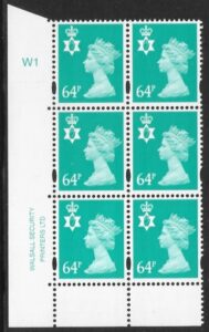 NI86  64p turquoise blue 2B    cyld. W1 phos W2  Walsall U/M (MNH)
