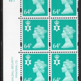 NI86  64p turquoise blue 2B    cyld. W1 phos W2  Walsall U/M (MNH)