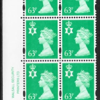 NI85  63p light emerald 2B    cyld. W1 phos W1  Walsall U/M (MNH)