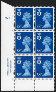 NI83  38p ultramarine 2B    cyld. W1 phos W2  Walsall U/M (MNH)