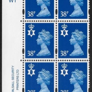 NI83  38p ultramarine 2B    cyld. W1 phos W2  Walsall U/M (MNH)