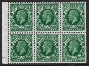 NB21 (SG.439c) ½d green  cylinder E6 dot perf B4A(I) unmounted mint. (MNH) (trimmed perfs)