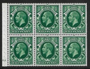 NB21 (SG.439c) ½d green  cylinder E4 dot perf B4A(I) unmounted mint. (MNH) (trimmed perfs)