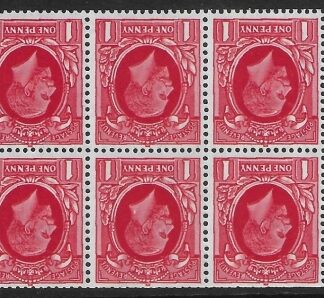 NB23a (SG.440gw)  1d scarlet inverted watermark  booklet pane. perf B4(E) unmounted mint. (MNH) (trimmed perfs)