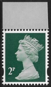 Y1668  2p 2B  deep green blue fluor ex DY21  ISP Walsall  U/M (MNH)