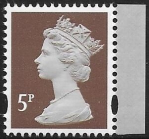 Y1670  5p  2B  dull red-brown blue fluor ex  DY21 . ISP Walsall U/M (MNH)