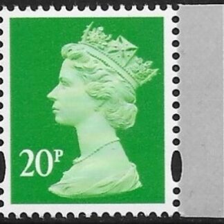 Y1687  20p 2B bright green. blue fluor ex DY21  ISP Walsall  U/M (MNH)