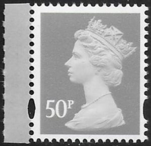 Y1727  50p 2B  grey. blue fluor.  ex  DY21  ISP Walsall  U/M (MNH)