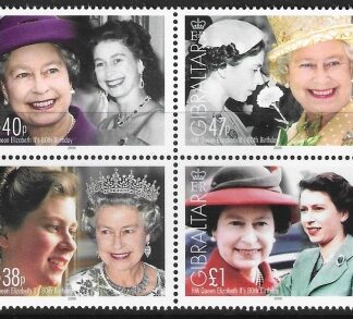 2006  Gibraltar SG.1156a (1156-9) QE II  80th Birthday block of 4 U/M (MNH)