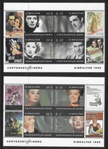 1995 Gibraltar MS756 Centenary of Cinema mini sheets (2) U/M (MNH)